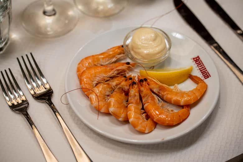 A plate of prawns